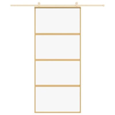 VidaXL Schuifdeur 90x205 cm helder esg-glas en aluminium goudkleurig VidaXL Schuifdeur 90x205 cm helder esg-glas en aluminium goudkleurig