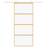 Schuifdeur 90x205 cm helder ESG-glas en aluminium goudkleurig - thumbnail
