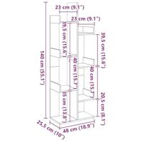 Boekenkast 48x25,5x140 cm bewerkt hout artisanaal eikenkleurig - thumbnail