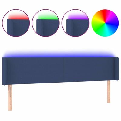 Hoofdbord LED 203x16x78/88 cm stof blauw