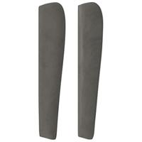 Hoofdbord met randen 83x23x118/128 cm fluweel donkergrijs - thumbnail