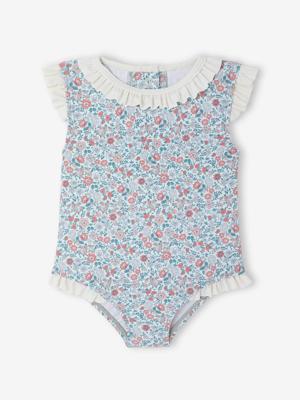 Badpak voor babymeisjes met opening op de rug saliegroen