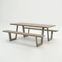Vita Massa rechthoekige picknicktafel taupe - thumbnail