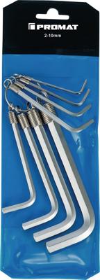 Promat/Tecwerk Haakse schroevendraaierset | 8-delig kunststof etui | SW 2-10 mm | kort op ring S2-staal - 4000825102