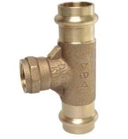 Kirchhoff Rood messing overgang T-stuk, blank, 18 mm x 1/2"ER x 18 mm, 2 sockets, (P4130g) - 988625355 - thumbnail