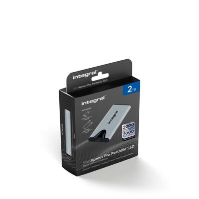 Integral SlimXpress Pro INSSD2TPORT3.2SLIMXS externe solide-state drive Thunderbolt technologie 2 TB USB Type-C USB 3.2 Gen 2x2 Zilver Integral SlimXpress Pro INSSD2TPORT3.2SLIMXS externe solide-state drive Thunderbolt technologie 2 TB USB Type-C USB 3.2 Gen 2x2 Zilver