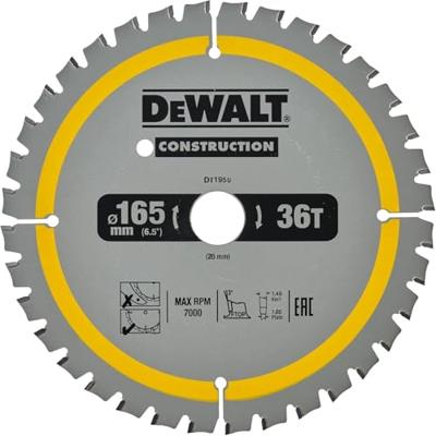 DeWALT Cirkelzaagblad voor Hout | Construction | Ø 165mm Asgat 20mm 36T - DT1950-QZ