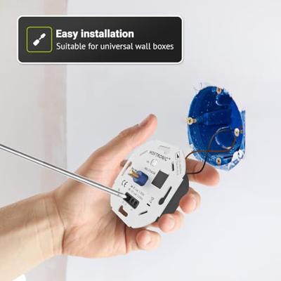 LED dimmer - 3-200 watt - Geschikt voor fase afsnijding - Universeel - Incl. zwart afdekraam en draaiknop - thumbnail