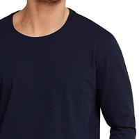 Heren pyjama shirt lange mouw - Donkerblauw - 100% katoenen los pyjama shirt - thumbnail