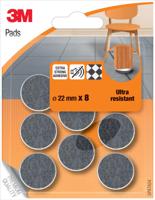 3M viltglijders, Ultra Resistant, diameter van 22 mm, blister van 8 stuks - thumbnail