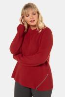 Ulla Popken Pullover, lange mouwen, schuine rits - Grote Maten - thumbnail