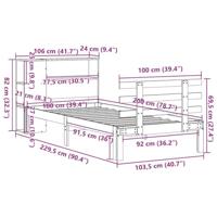Bed met boekenkast zonder matras massief grenenhout 100x200 cm - thumbnail