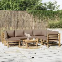 8-delige Loungeset met kussens bamboe taupe - thumbnail