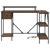 Bureau bruin eikenkleur 120 x 79 x 86.5 cm Bewerkt hout - thumbnail
