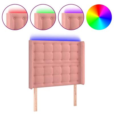 Hoofdbord LED 93x16x118/128 cm fluweel roze