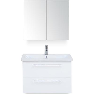 Como Badmeubelset 80 cm - Wit Hoogglans - Keramische Wastafel Wit met Spiegelkast