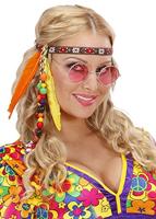 Hippie hoofdband met kraaltjes en veren - thumbnail