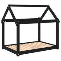 VidaXL Hondenmand 101x70x90 cm massief grenenhout zwart - thumbnail