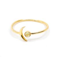 Geboortesteen Maan Ring Peridoot Augustus - 925 Zilver Verguld - Verstelbaar - thumbnail