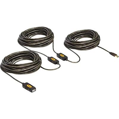 Delock USB-kabel USB 2.0 USB-A stekker, USB-A bus 30.00 m Zwart Vergulde steekcontacten, UL gecertificeerd 83453