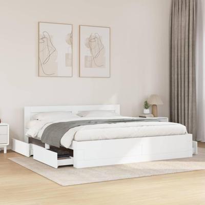 Bedframe met hoofdeinde zonder matras 200x200 cm wit