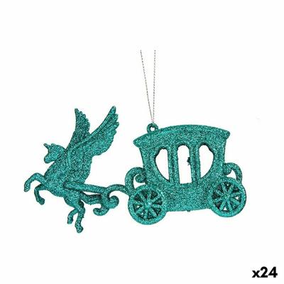 Kerstversiering Magische Koets Groen Plastic Purpurine 15 x 8,5 x 4,5 cm (24 Stuks)