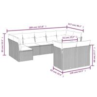 9-delige Loungeset met kussens poly rattan beige - thumbnail