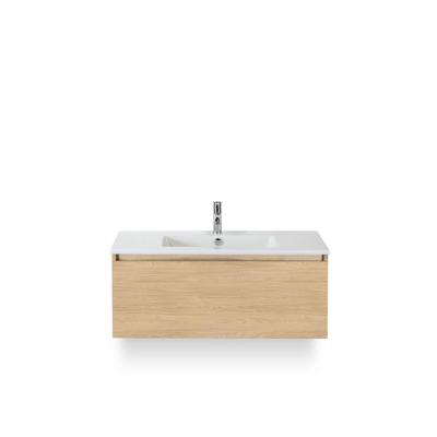 Frozen Badmeubelset 100 cm - Greeplijst in kleur - Casella Oak - Keramische Wastafel Wit 1 kraangat