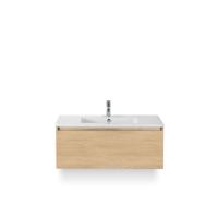 Frozen Badmeubelset 100 cm - Greeplijst in kleur - Casella Oak - Keramische Wastafel Wit 1 kraangat - thumbnail