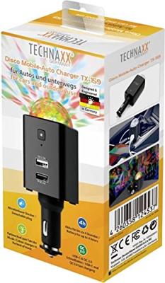 Technaxx TX-159 Disco Mobile-auto Charger TX-159 Stroombelasting (max.): 2.1 A 12/24 V, 5 V= via USB
