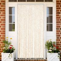 VidaXL Vliegengordijn 90x220 cm chenille beige en wit - thumbnail