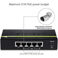 TRENDnet TPE-TG50G 5-poorts Gigabit PoE+ Switch, 31 watt PoE totaal vermogen, 10 Gbit/s schakelcapaciteit, plug & play, full & half duplex - thumbnail