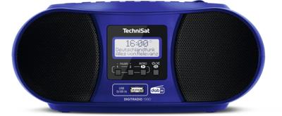 TechniSat DIGITRADIO 1990 - Stereo-boombox met DAB+/FM-radio en CD-speler (Bluetooth-audiostreaming, hoofdtelefoonaansluiting, USB, AUX in, oplaadfunctie, klok, 2 x 1,5 watt uitgangsvermogen) blauw
