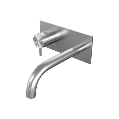 Brauer Brushed Edition Inbouw Wastafelmengkraan met Gebogen Uitloop en Afdekplaat Model B2 RVS Geborsteld PVD