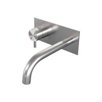 Brauer Brushed Edition Inbouw Wastafelmengkraan met Gebogen Uitloop en Afdekplaat Model B2 RVS Geborsteld PVD - thumbnail