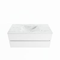 MONDIAZ VICA-DLUX 110cm badmeubel onderkast Talc 2 lades. Inbouw wastafel CLOUD midden 1 kraangat, kleur Opalo. - thumbnail