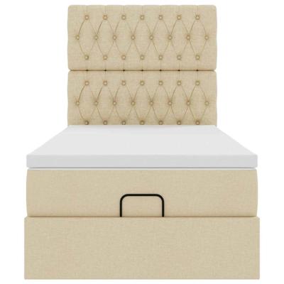 Ottoman bed met matras en LED's 120x200cm stof crèmekleurig