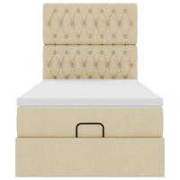 Ottoman bed met matras en LED's 120x200cm stof crèmekleurig - thumbnail