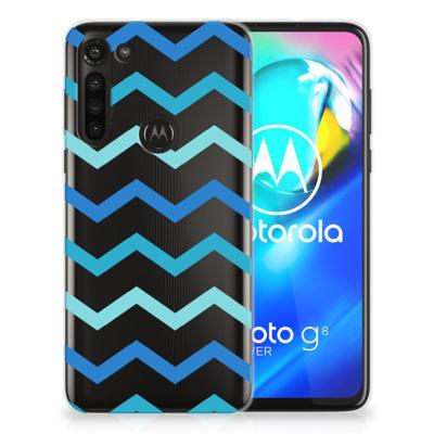 Motorola Moto G8 Power | TPU bumper | Zigzag Blauw