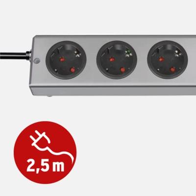 Brennenstuhl Stekkerdoos | 8 Gats | 63 cm | 2,5 m | Zilver | 1153340318 - 1153340318 - thumbnail