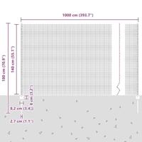 VidaXL Hek met paal zilver 1,4 x 10 m staal - thumbnail