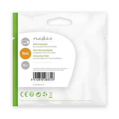 Netwerkconnector | RJ45 Male - Voor Stranded Cat5 UTP-Kabels | 10 Stuks | Transparant