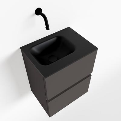 MONDIAZ ADA 40cm toiletmeubel dark grey. LEX wastafel urban rechts zonder kraangat