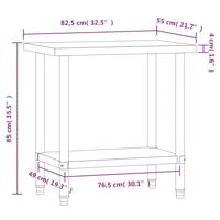 VidaXL Keukenwerktafel 82,5x55x85 cm roestvrij staal - thumbnail