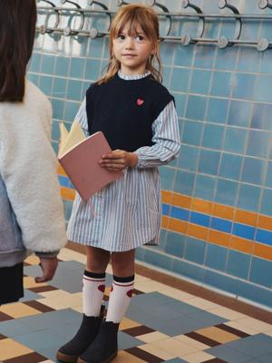 Hemdjurk met 2-in-1 effect voor meisjes marineblauw Hemdjurk met 2-in-1 effect voor meisjes marineblauw