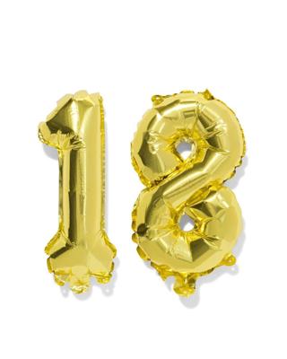 HEMA Folieballon getal 18 60cm goud (goud)