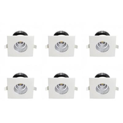 LED Spot 6 Pack - Inbouwspot - Vierkant 6W - Waterdicht IP65 - Natuurlijk Wit 4200K - Mat Wit Aluminium - 90mm