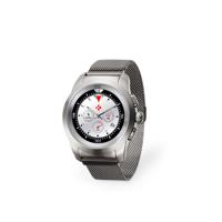 MyKronoz ZeTime Petite Elite Hybrid-smartwatch met mechanische wijzers en gekleurd touchscreen, zilver/Milanese - thumbnail