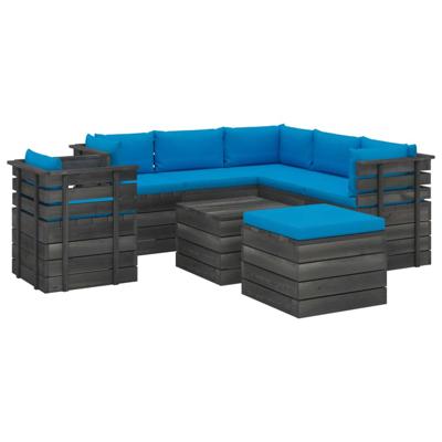 vidaXL 8-delige Loungeset met kussens pallet massief grenenhout