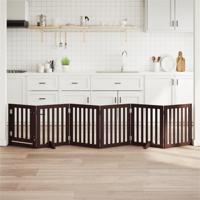 Hondenhek inklapbaar 6 panelen 300 cm populierenhout bruin - thumbnail